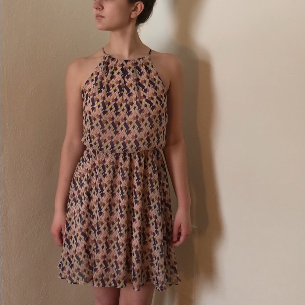 Patterned Millennial Pink open back dress